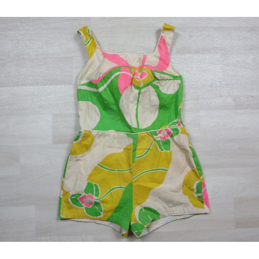 Vintage 60s Sandcastle Swimsuit Size (10) Mod Groovy Hippy Playsuit